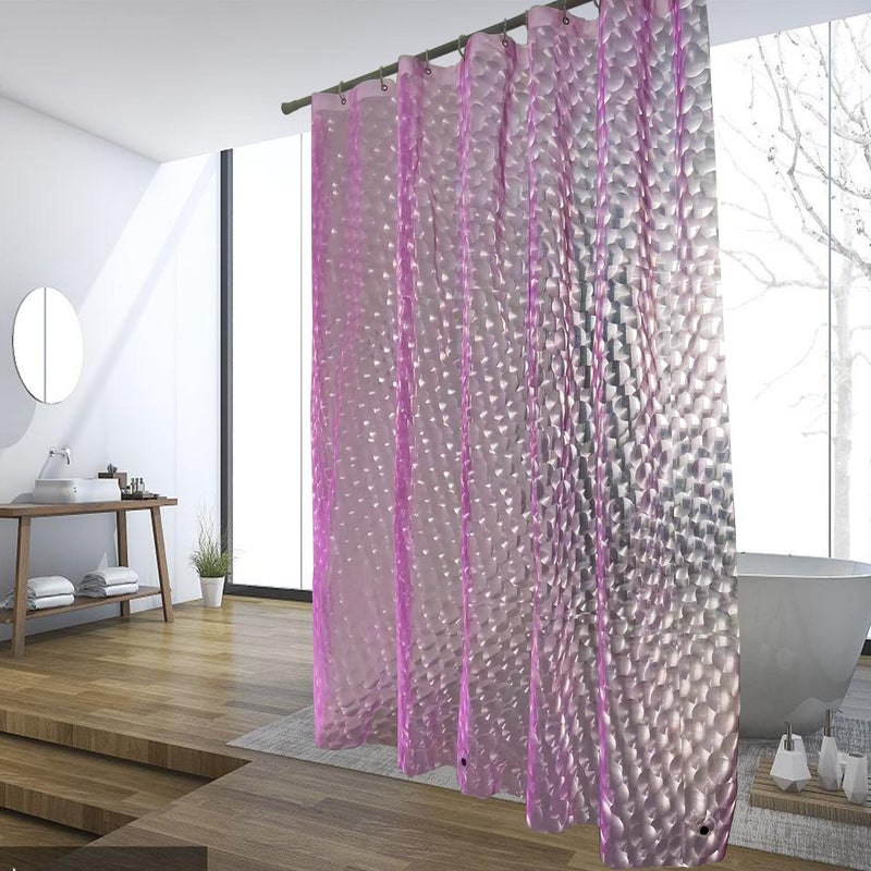 TIKABC Shower Curtain Liner, Eva Pink 4G Lightweight Shower Liner, Plastic Waterproof Shower Curtains, 72x72 inch with 12 Grommet Holes 3 Large Magnetic Weights - Image 1